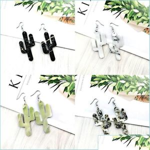 Cuelga la lámpara Lady Cactus en forma de pendientes de cuero joyería de dos caras Reunite Pu Mujeres Moda Eardrop Ot1Gr