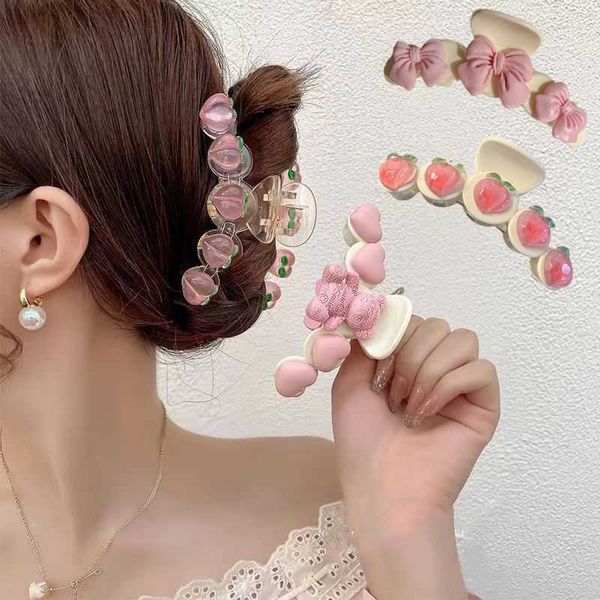 Dangle Lustre Grand Coeur Pince À Cheveux Pince Grande Barrette Acrylique Porte-queue De Cheval Mignon Pinces À Griffe De Pêche Épingles Pince À Cheveux Accessoires De Cheveux Pour Les Femmes Z0608