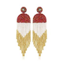 Dangle Lustre Long Boho Déclaration Perlé Gland Boucles D'oreilles Grand Grand Bohème À La Main Perle De Rocaille Goutte Pour Les Femmes Livraison Bijoux