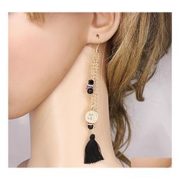 Bengelen kroonluchter lange keten Tassel oorbellen voor vrouwen Boheemse kraal oorrang oor statement sieraden geschenken Koreaanse mode drop delive otnza
