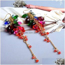 Dangle Lustre Long Colorf Cristal Dangle Boucles D'oreilles À La Main Pendentif Boucle D'oreille Bijoux De Mode Accessoires Pour Femmes Cadeau De Fête Dr Dhk3O