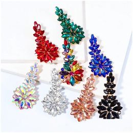 Cuelga la lámpara Pendientes largos de cristal Colorf Rhinestone Hangle Earring Anillo de oreja de lujo para las mujeres Accesorios de joyería Drop Deliver Dhwmb