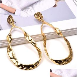 Dangle Lustre Long Gold Sier Couleur Boucles d'oreilles en métal Déclaration Mode Géométrie Bijoux Accessoires pour femmes Drop Livraison Dhzzf