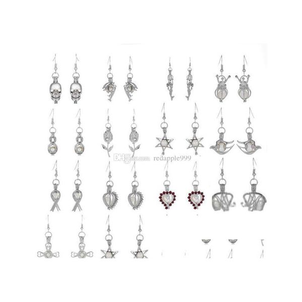 Dangle Chandelier Love Wish Pearl Cages Médaillon Boucles D'oreilles Perles D'eau Douce Oyster Pendentif Avec Creux Out Drop Livraison Bijoux Dhcls