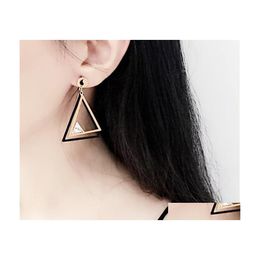 Dangle Lustre De Luxe 925 Sterling Sier Rétro Personnalité Simple Et Unique Triangar Motif Géométrique De Haute Qualité Boucles D'oreilles Fa Dh7Aw