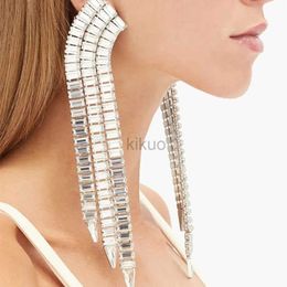 Dangle Lustre De Luxe Strass Long Gland Rectangle Pendentif Boucles D'oreilles De Mariage Bijoux pour Femmes Cristal Charme Géométrique Dangle Boucles D'oreilles 24316