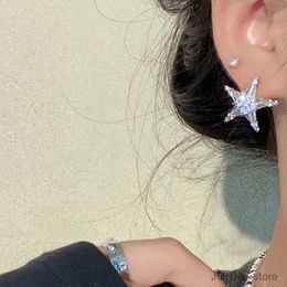 Chandelier de luxe de luxe brillant Zircon Pentagram Boucles d'oreilles pour femmes exquises de couleur argentée exquise Stars Piercing Boucles d'oreilles bijoux de mariage
