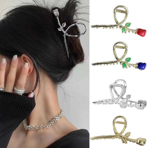 Dangle Chandelier Métal Rose Griffe De Cheveux Femmes Grande Couleur Argent Épingle À Cheveux De Mode Croix Épingle À Cheveux Simple Coréen Chapeaux Clip Accessoires De Cheveux Z0608