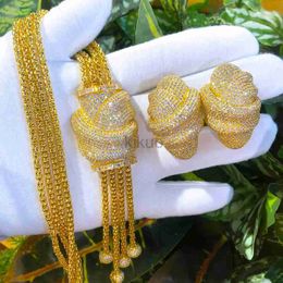 Dangle Chandelier Missvikki Design de luxe grand Long pendentif collier boucles d'oreilles ensemble de bijoux Noble brillant CZ mariée mariage fête spectacle accessoires 24316
