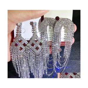 Bengelen kroonluchter mengsel Tassel oorbellen bling glans FL Crystal Rhinestone Claw Chain Diamond overdreven boetiek Groothandel sieraden Dhqrz