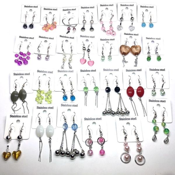 Dangle Lustre MixMax 30 Paires de Boucles d'Oreilles Femme en Acier Inoxydable Fait à la Main en Acrylique Perles Bijoux de Mode Dangler Eardrop Gros Lot 230602