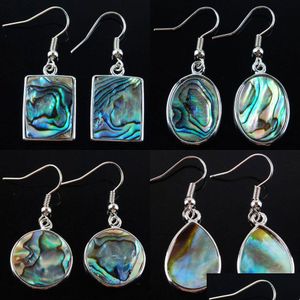 Dangle Lustre Naturel Abalone Shell Perle Crochet Boucles D'oreilles Paua Oblong Ovale Rond Carré Colorf Perles Goutte Boucle D'oreille Bijoux Br300 D Dhrzt