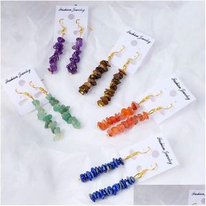 Dangle Lustre Cristal Naturel Améthyste Pierre Concassée Boucles D'oreilles Goutte D'oreille Véritables Pierres Précieuses Mti-Couleur Bricolage Boucle D'oreille Acc Dhgarden Dhz86