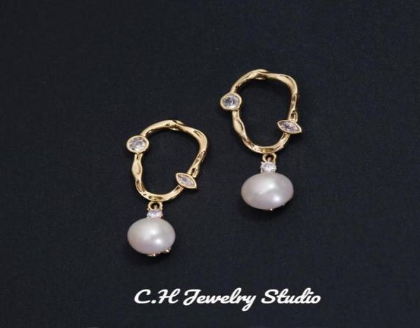 Pendientes colgantes de perlas naturales de agua dulce, de Plata de Ley 925, joyería de moda coreana, regalos para mujerDangle9068379