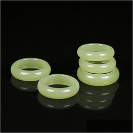 Dangle Lustre Naturel Vert Hetian Jade Anneau Chinois Jadéite Amet Mode Charme Bijoux Sculpté À La Main Artisanat Cadeaux Pour Les Femmes Drop De Dhe0F