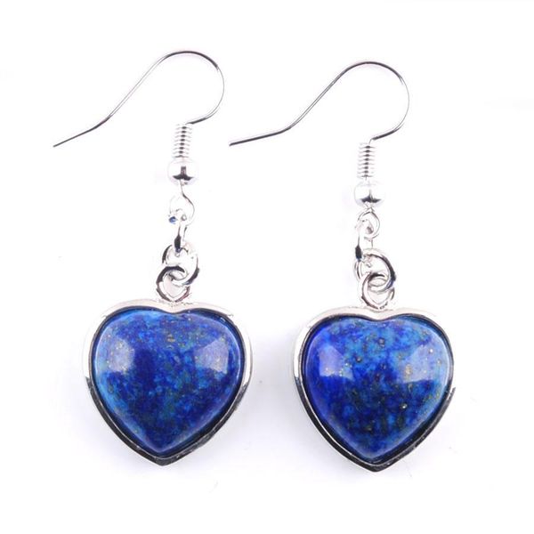 Cuelga la lámpara de lapislázuli natural gema piedra cuelga los pendientes amor forma de corazón colgante colgante pendiente de gota joyería de boda para mujeres niñas dhcbh
