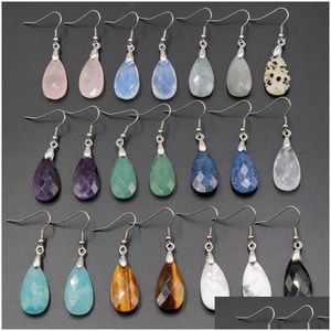 Dangle Lustre Pierre Naturelle Boucles D'oreilles Améthystes Lapis Quartz Pierres Boucle D'oreille Pour Les Femmes De Luxe Qualité Bijoux Filles Cadeau Drop Del Dhciu