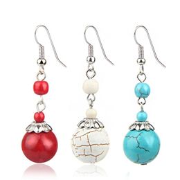 Bengelen Kroonluchter Natuurlijke Turquoise Crystal Stone Ronde Bal Hangers Voor Sieraden Oorbellen Ketting Dames Geschenken Drop Levering Dhsam