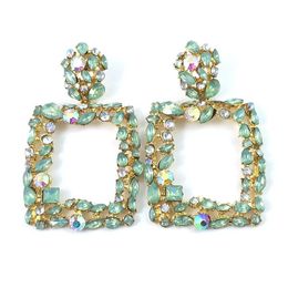 Dangle Kroonluchter Nieuwe Collectie Colorf Kristallen Vierkante Metalen Oorbellen Hoogwaardige Mode Strass Sieraden Accessoires Voor Vrouwen Whol Dhnuz
