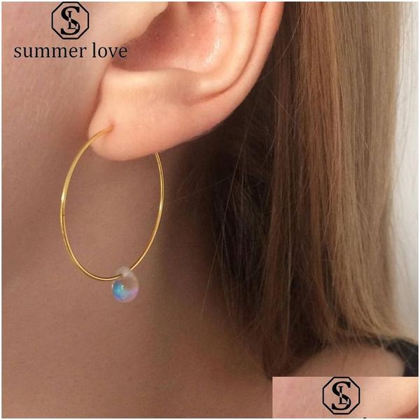 Dangle Chandelier New Big Round Hoop Boucle D'oreille Pour Les Femmes Fil De Cuivre Sier Plaqué Or Géométrique Verre Cristal Ensemble De Bijoux Drop Deli Dhcd0