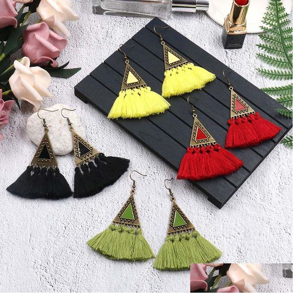 Dangle Chandelier New Bohemian Colorf Gland Boucles D'oreilles Boho Ethnique Longue Boucle D'oreille À Franges Pour Les Femmes Drop Ear Rings Charme Jewe Dhgarden Dhcis