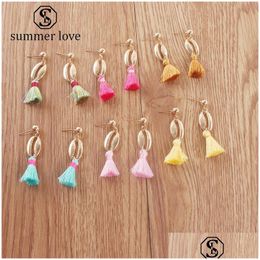 Dangle Lustre Nouveau Boho Personnalité Shell Gland Charme Boucle D'oreille Pour Les Femmes Long Colorf Bijoux De Mode Cadeau En Gros Drop Delive Dhqso