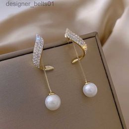 Chandelier en peluche de lustre Nouveau classique élégant imitation perle boucles d'oreilles pour femmes cristales longs gland exquis