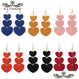 Dangle Lustre Nouveau Créateur De Mode Deux Côtés En Cuir Pu Boucles D'oreilles Pour Femmes Fille Colorf Coeur Charme Léger Dhgarden Dhdvp