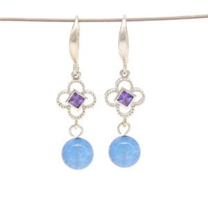 Dangle Chandelier Nouvelles boucles d'oreilles en pierres précieuses Perles en pierre naturelle Style de fleur Gem Hoop Boucle d'oreille Violet Zircon Bijoux pour femmes Deli Dhwhs