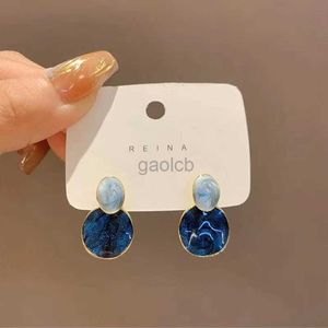 Chandelier de lustre de nouvelles coréens exquis fantaisie klein bleu boucles d'oreilles géométriques pour les femmes luxueuses de style polyvalent