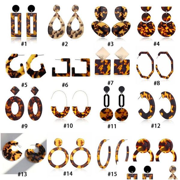 Dangle Lustre Nouveau Léopard Imprimé Acrylique Acide Acétique Feuille Dangle Boucles D'oreilles Pour Femmes Cercle Géométrique Carré Longue Déclaration De Goutte Dhwym