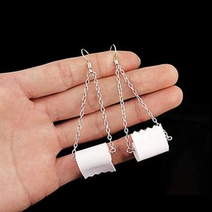 Bengelen kroonluchter nieuwe persoonlijkheid toilet roll drop oorr earring creatief tissue bengelen oorbellen mode sieraden rolletjes papieren oor levering dho34