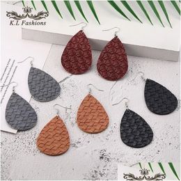 Dangle Lustre Nouveau Pu Cuir Weave Modèle Waterdrop Dangle Boucle D'oreille Pour Les Femmes Colorf Ovale Crochet Goutte Bijoux À La Mode Gi Dhgarden Dhsf7