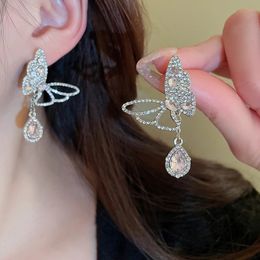 Dangle Chandelier Nouveau Style Papillon Strass Boucles D'oreilles pour Femmes Rose Cristal Boucles D'oreilles Mariages Fête Bijoux Accessoires