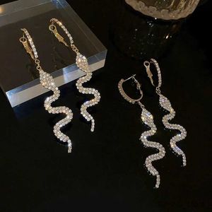 Bengelen kroonluchter nieuwe trendy slangvorm kristal bengelen oorbellen voor vrouwen meisje luxe lange tassel rhinestone oorbellen feest sieraden geschenken