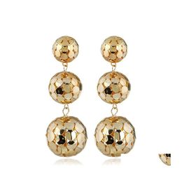 Dangle Lustre Ancienne Couleur Boule En Métal Boucles D'oreilles Pour Les Femmes Longue Boucle D'oreille Déclaration Goutte Boucle D'oreille Vintage Bold Punk Bijoux En Gros De Dhvba