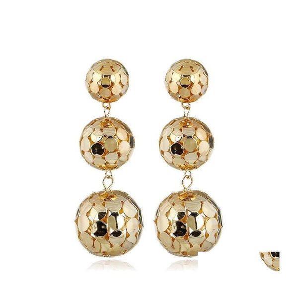 Dangle Lustre Ancienne Couleur Boule En Métal Boucles D'oreilles Pour Les Femmes Longue Boucle D'oreille Déclaration Goutte Boucle D'oreille Vintage Bold Punk Bijoux En Gros D Ot38K