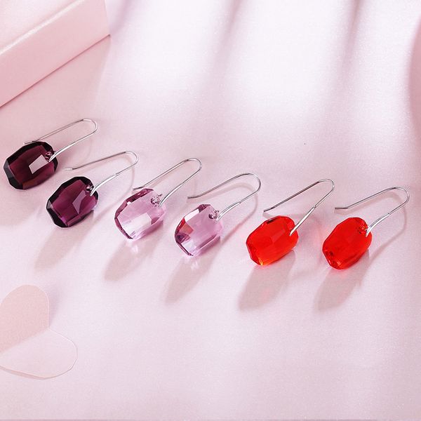 Dangle Lustre Cristaux Originaux d'Autriche Carré Boucles D'oreilles Grand Pendientes Suspendus Pour Les Femmes Argent Couleur Déclaration Bijoux 230413