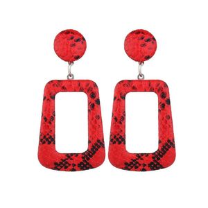 Dangle Lustre Oversize Peau De Serpent Géométrique Boucles D'oreilles Pour Les Femmes Grand Grand En Cuir Déclaration Boucle D'oreille Partie De Mode Boho Juif Dha1P