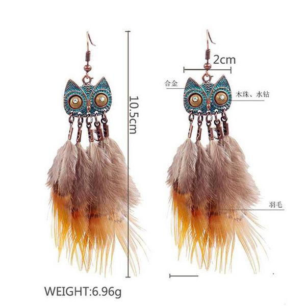 Dangle Lustre Hibou Boucles D'oreilles Bronze Plume Glamour Bijoux Mignon Anniversaire Cadeaux De Pâques Pour Les Femmes Et Les Filles Drop Delivery Dhu5C