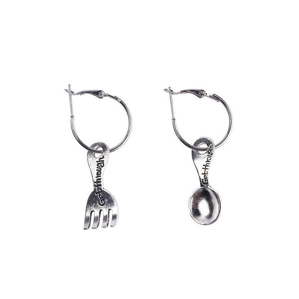 Dangle Lustre Pendientes Aro Croix Boucles D'oreilles Couleur Argent Pour Femmes Cuillères Irrégulières Fourchette En Métal Mode 2022 Brincos Bijoux Joker