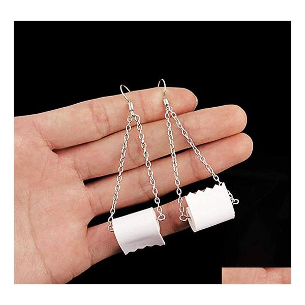 Cuelga la lámpara Personalidad Rollo de inodoro Pendiente de gota Pendientes de tejido creativo Joyería de moda Rollos Papel Oreja Entrega Otrs7