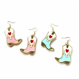 Bengelen kroonluchter roze blauwe cowboy laars bengelen oorbellen voor vrouwen trendy acryl drop oorrang sieraden mode accessoires levering 20 otg7a