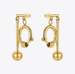 Boucles d'oreilles à balle punk de lustre en peluche pour femmes bijoux de mode de couleur or 2022 en acier inoxydable Piercing Kolczyki E211345567869