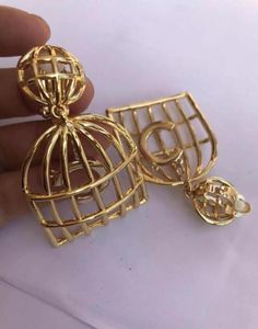 Dangle Chandelier Punk Camellia Luxe Vintage Or Métal Cuivre Timbre Grande Cage À Oiseaux Avec Boucles D'oreilles Pour Femmes Fille Jewerly5448132