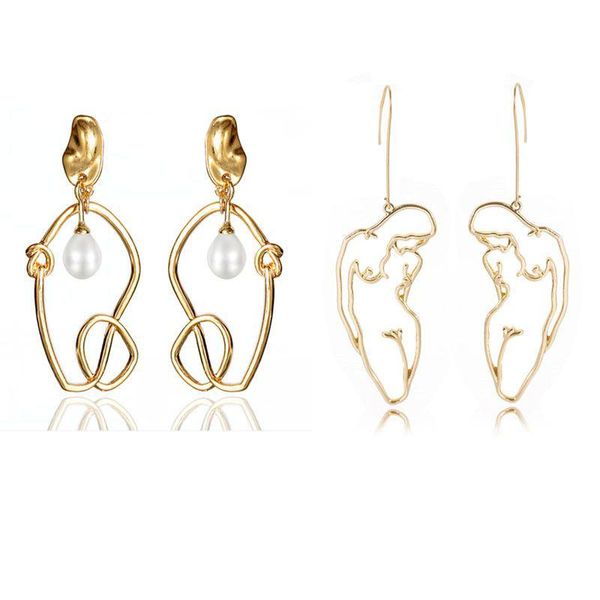 Dangle Lustre Punk Visage Humain Boucles D'oreilles Pour Les Femmes Rétro Abstrait Évider Déclaration Or Visages Boucle D'oreille Bijoux Dhgarden Dhics