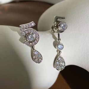 Bengelen kroonluchter puur merk 925 sterling zilveren sieraden voor vrouwen waterdruppel oorbellen nummer 5 stud kristallen diamanten hekcadeau cadeau