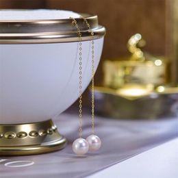 Dangle lustre real 18k brincos de ouro para mulheres perfact redondo akoya pérola moda coreia jóias208y