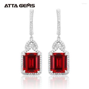 Dangle Lustre Rouge Rubis Véritable Boucle D'oreille En Argent Sterling Femmes Style Charmant Créé 12 Carats Octogone Coupe Bijoux De Mariage CadeauxDangle Loin