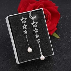 Bengelen kroonluchter Reeti 925 Pure Silver Star dames oorbellen 2018 Nieuwe trend gepersonaliseerde mode -sieraden D240516